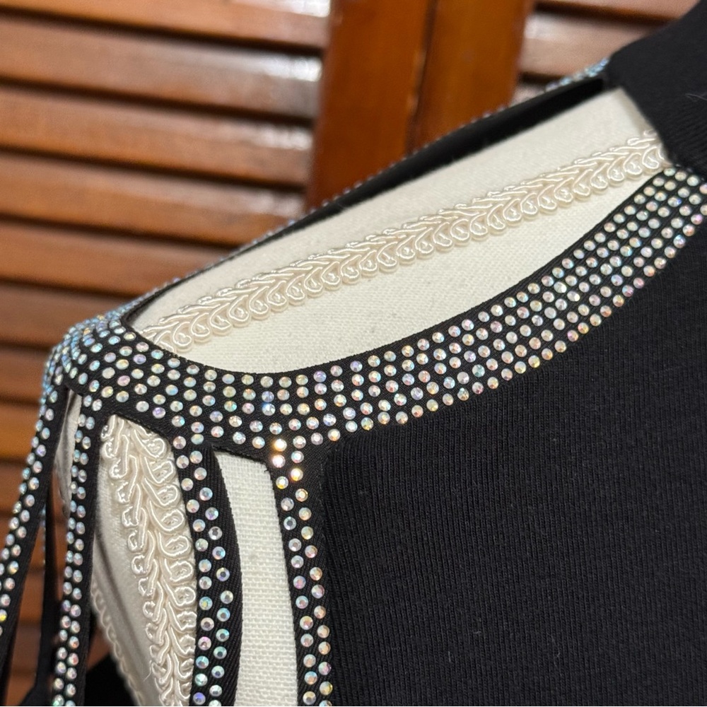 Miss Moi Luxury Long Sleeve Women Tops With Crystals Rhinestones Size Medium - Picture 5 of 12
